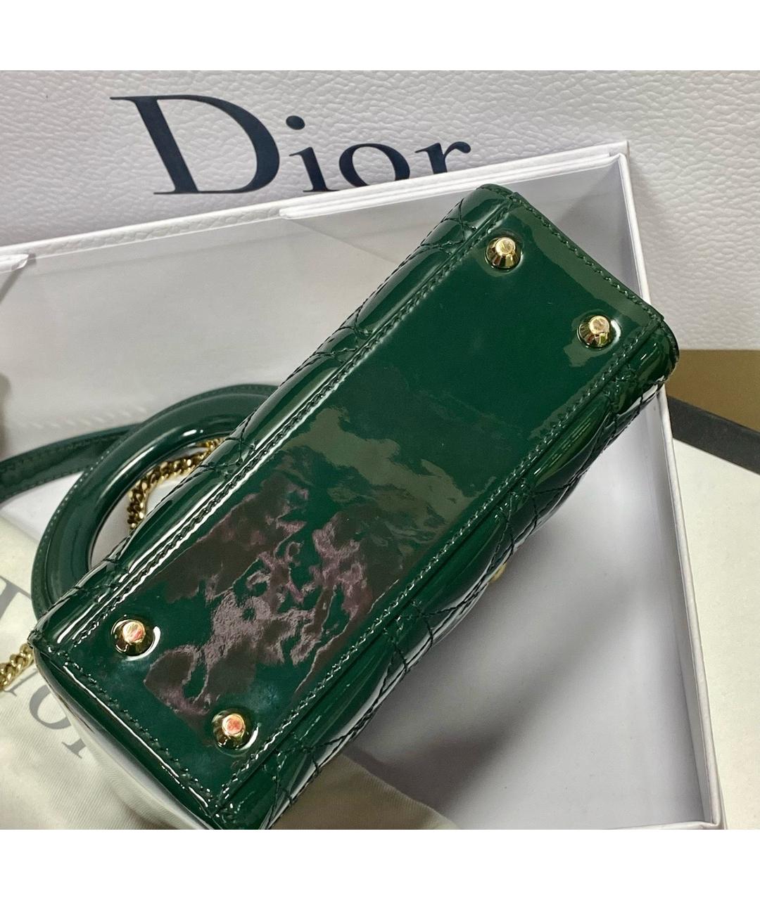 BABY DIOR Зеленая сумка через плечо из лакированной кожи, фото 6