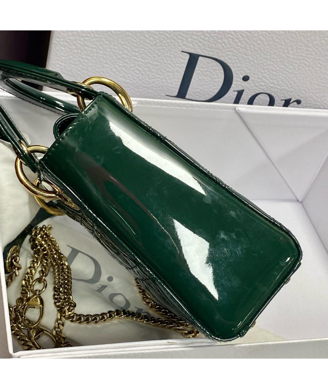 BABY DIOR Зеленая сумка через плечо из лакированной кожи, фото 4