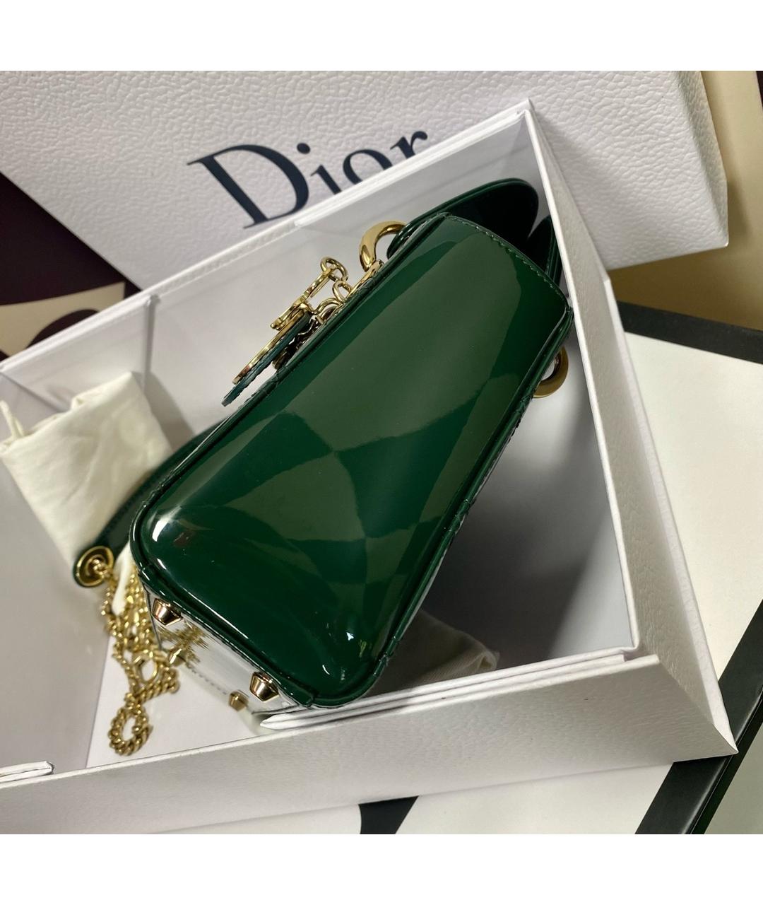 BABY DIOR Зеленая сумка через плечо из лакированной кожи, фото 2