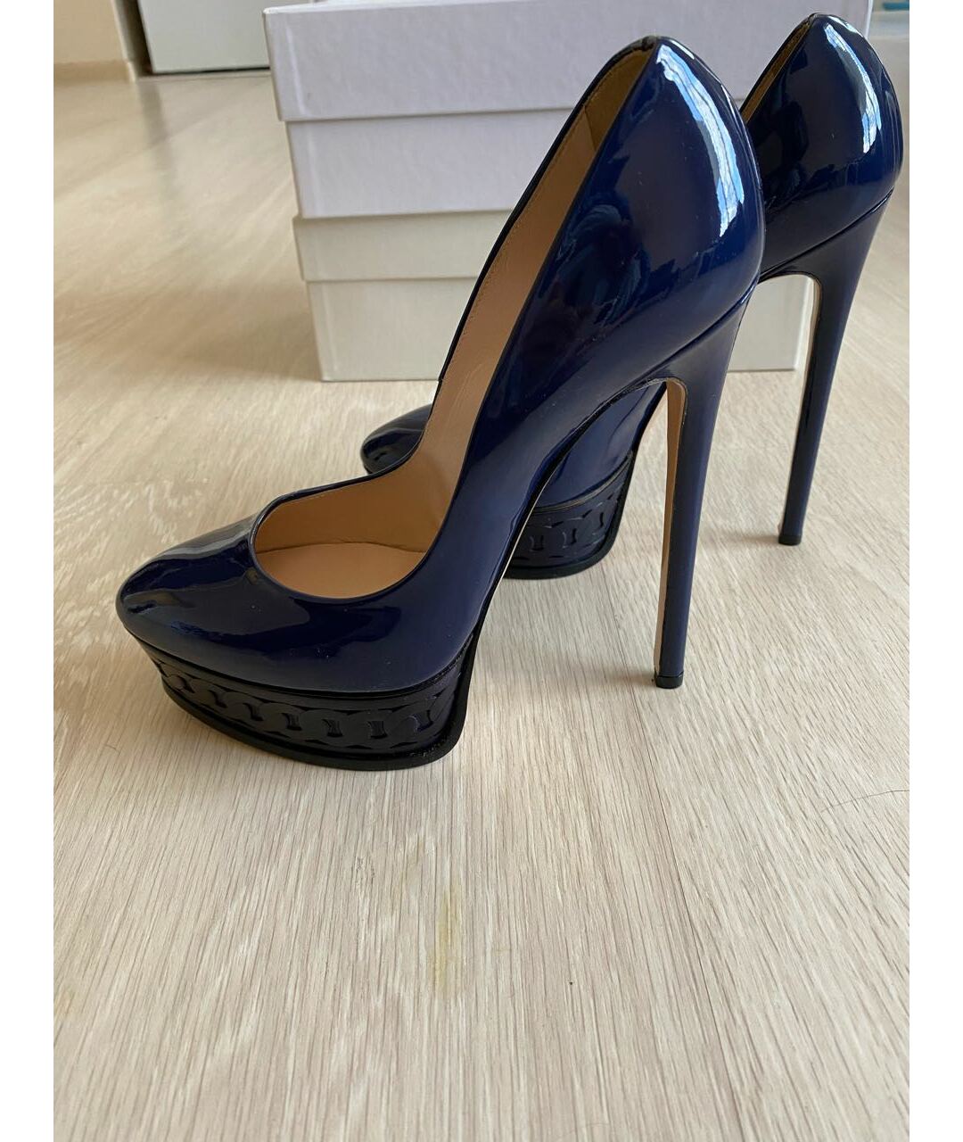 CASADEI Темно-синие кожаные туфли, фото 4