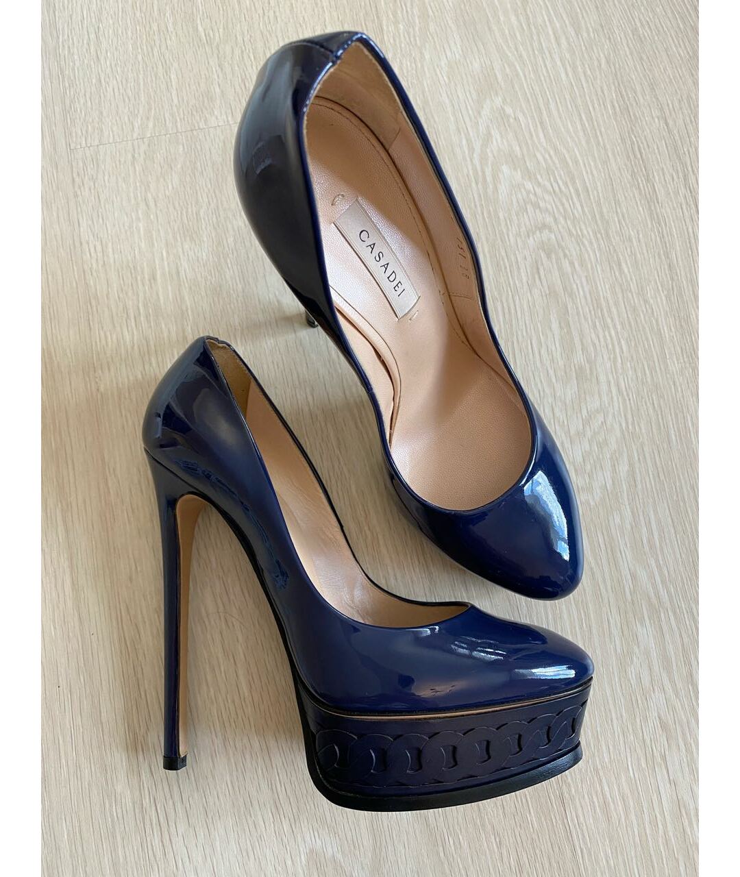 CASADEI Темно-синие кожаные туфли, фото 5