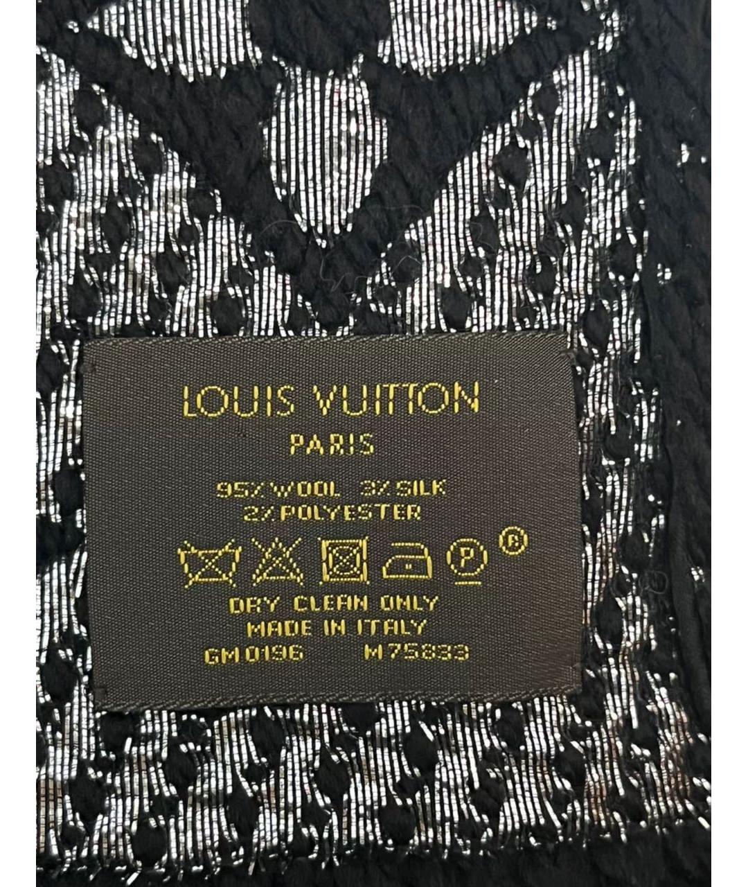 LOUIS VUITTON Черный шерстяной шарф, фото 4