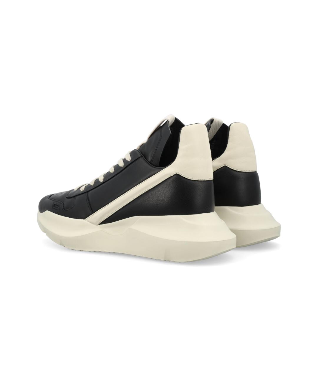 RICK OWENS Черные кожаные высокие кроссовки / кеды, фото 4