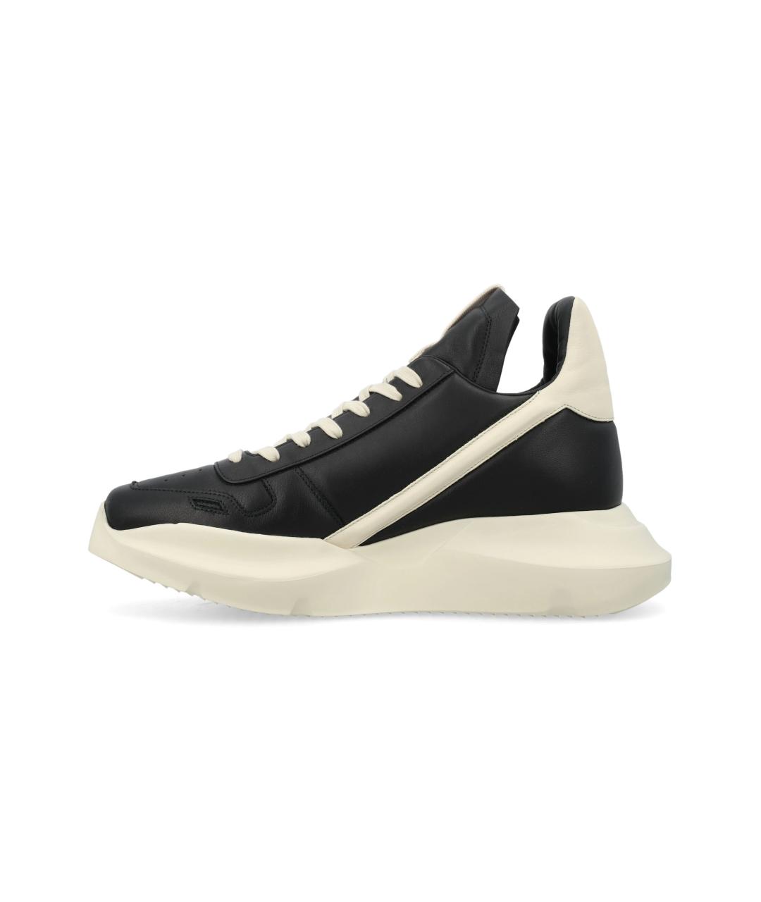 RICK OWENS Черные кожаные высокие кроссовки / кеды, фото 3
