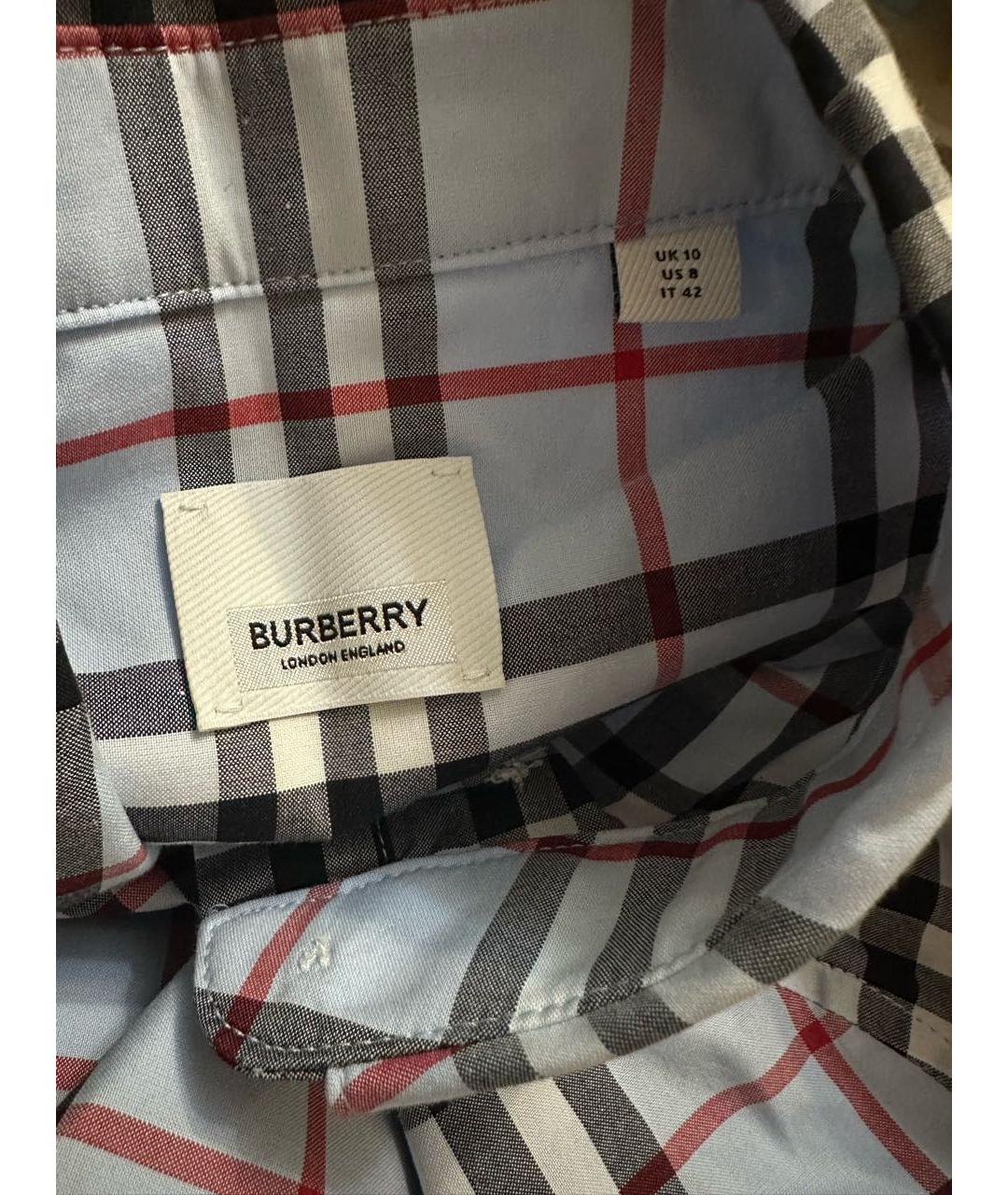 BURBERRY Голубая хлопковая классическая рубашка, фото 6