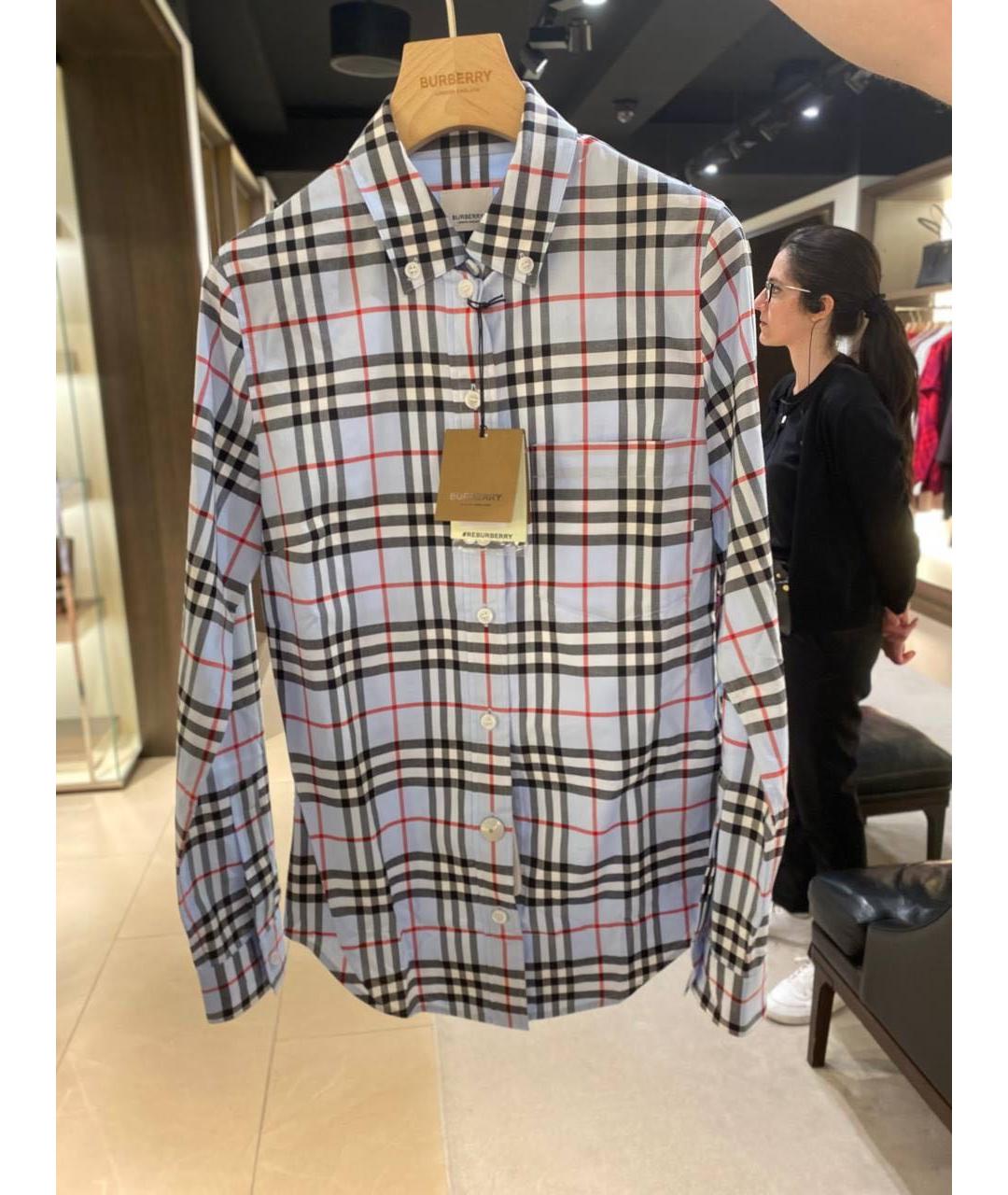 BURBERRY Голубая хлопковая классическая рубашка, фото 9