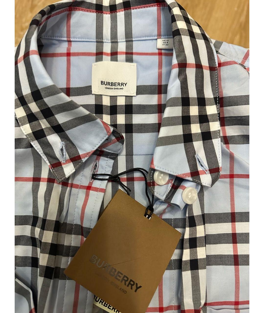 BURBERRY Голубая хлопковая классическая рубашка, фото 3