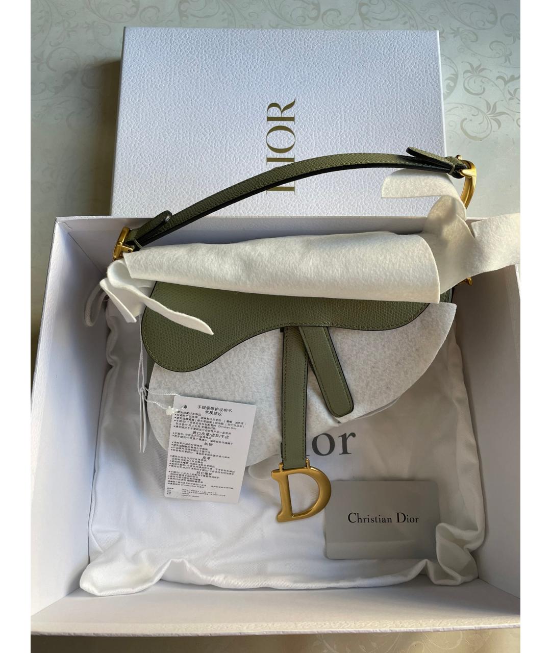 BABY DIOR Зеленая кожаная сумка через плечо, фото 6