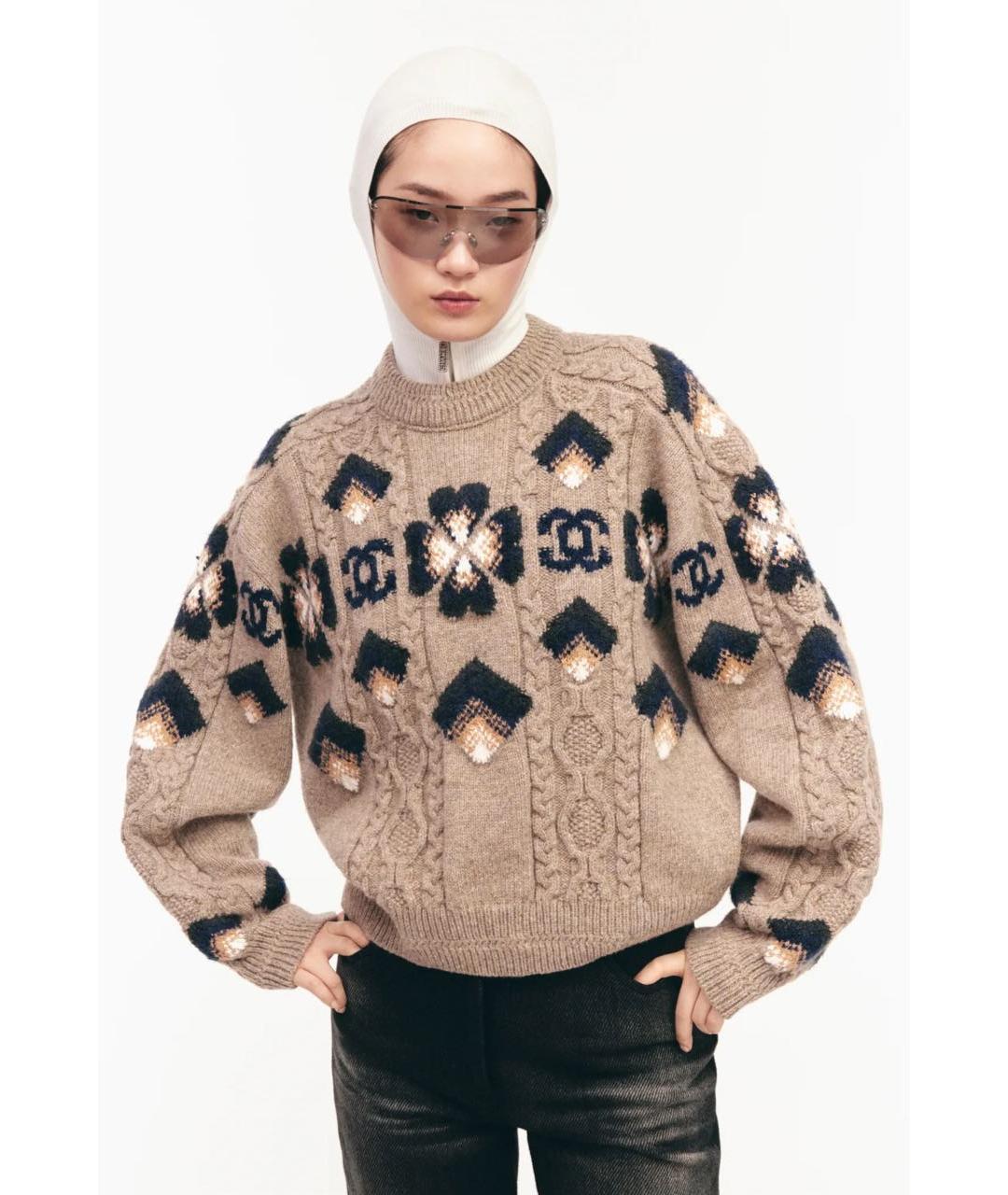 CHANEL Коричневый шерстяной джемпер / свитер, фото 2