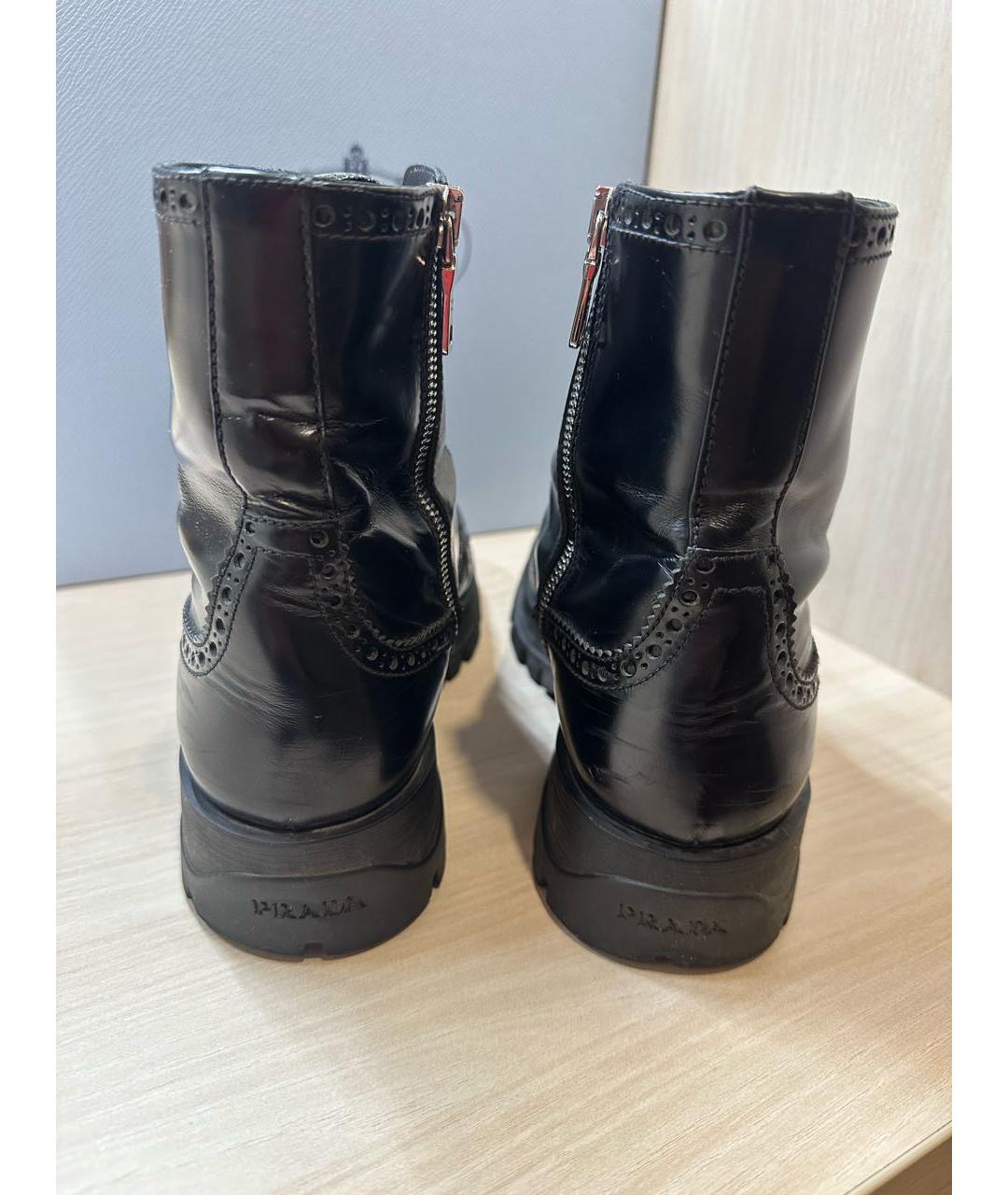 PRADA Черные кожаные ботинки, фото 4