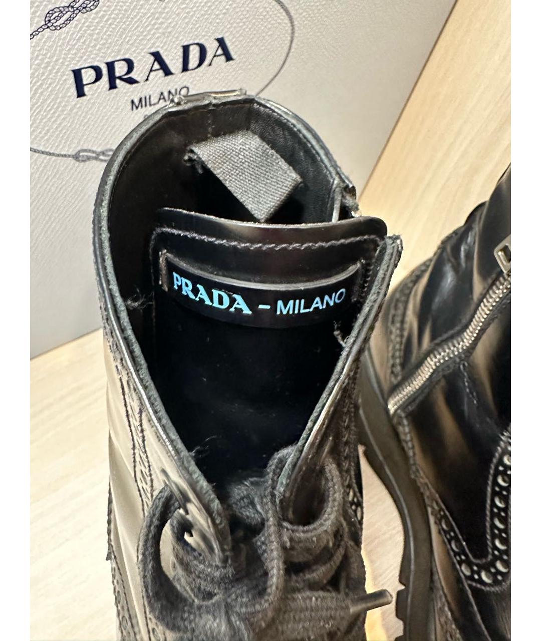 PRADA Черные кожаные ботинки, фото 3