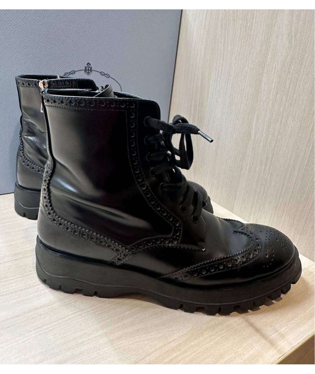 PRADA Черные кожаные ботинки, фото 6