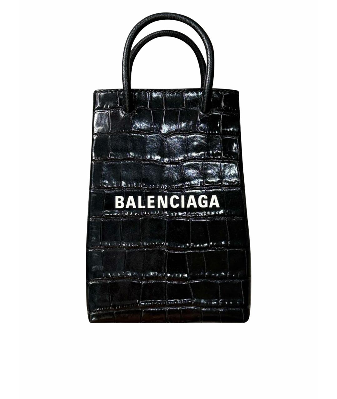 BALENCIAGA Черная кожаная сумка на плечо, фото 1