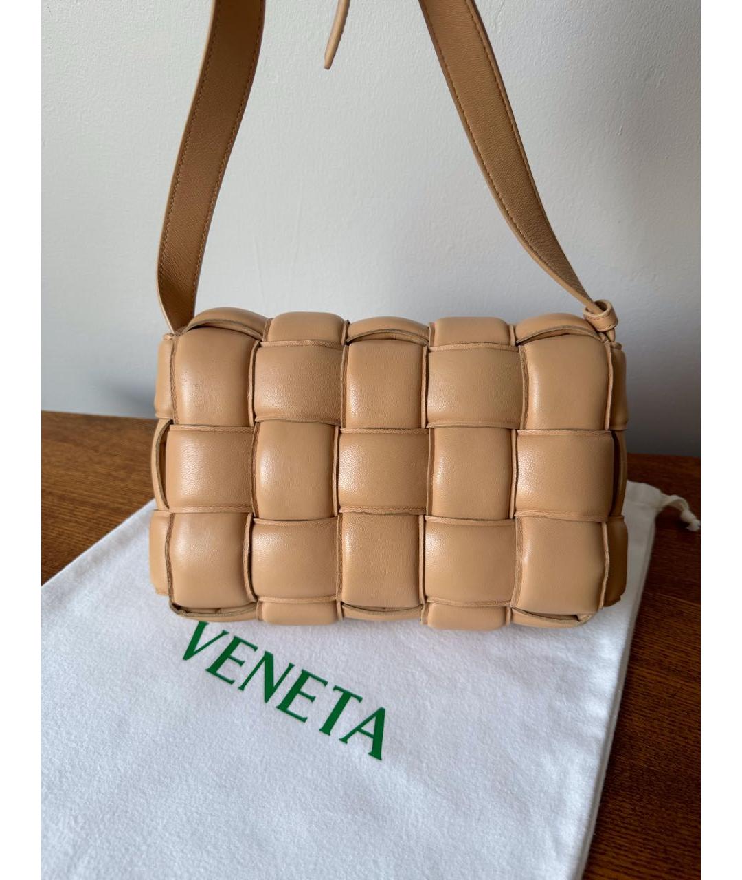 BOTTEGA VENETA Бежевая кожаная сумка через плечо, фото 3