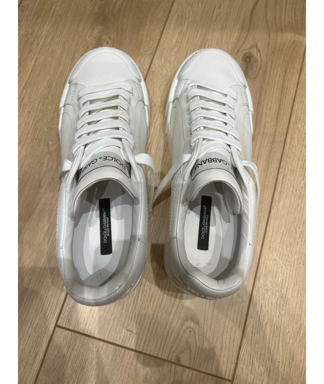 DOLCE&GABBANA Белые кожаные кеды, фото 3