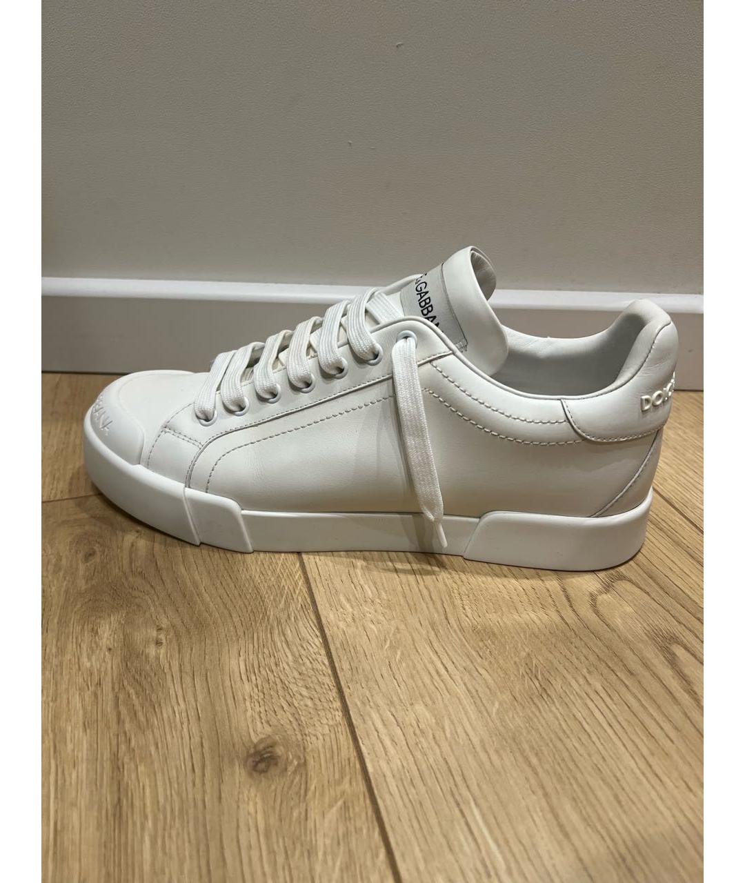 DOLCE&GABBANA Белые кожаные кеды, фото 4