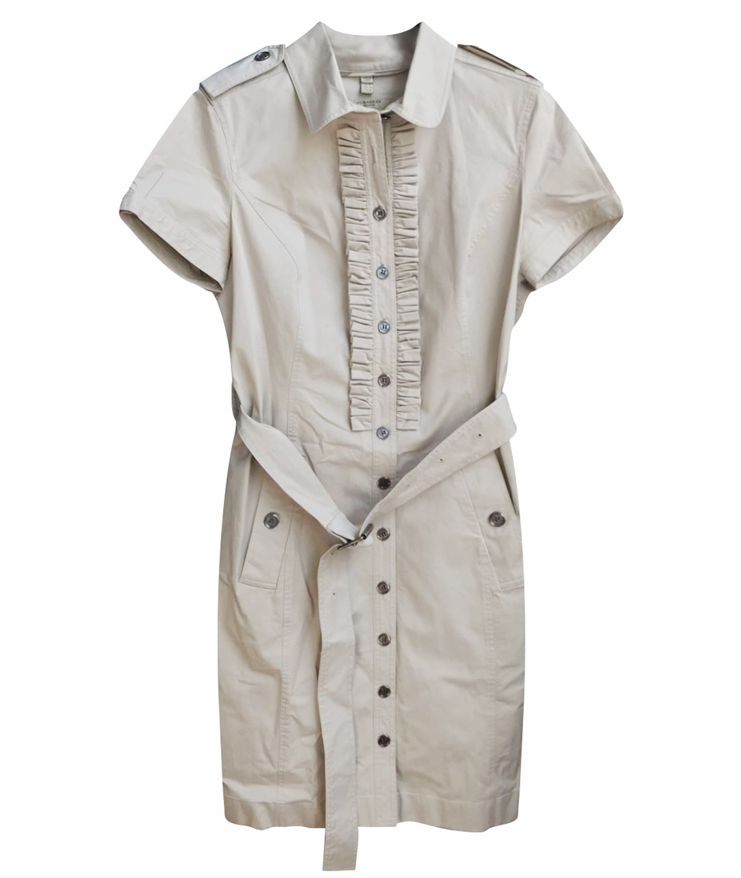 BURBERRY Бежевое хлопко-эластановое платье, фото 1