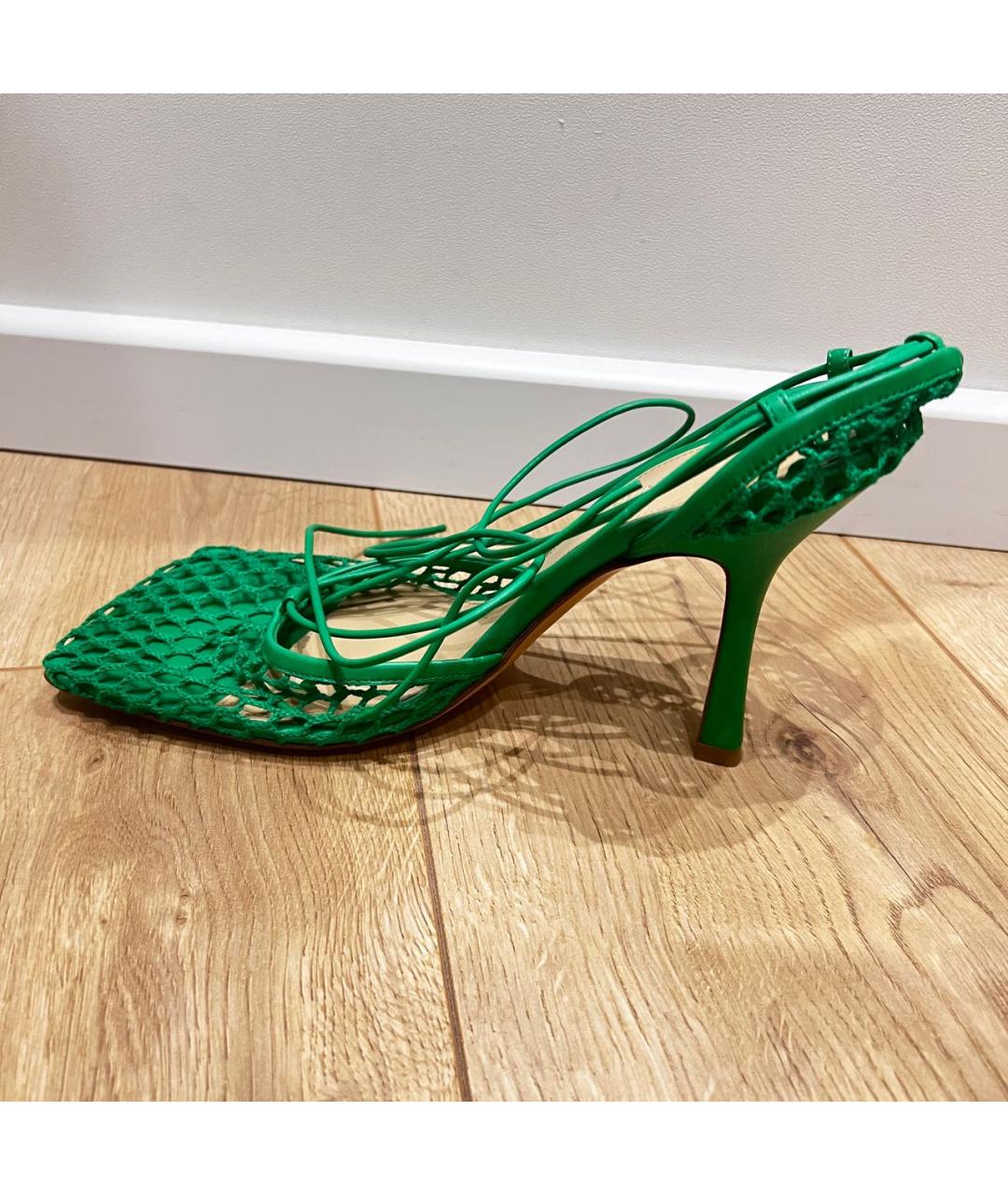 BOTTEGA VENETA Зеленые текстильные туфли, фото 5