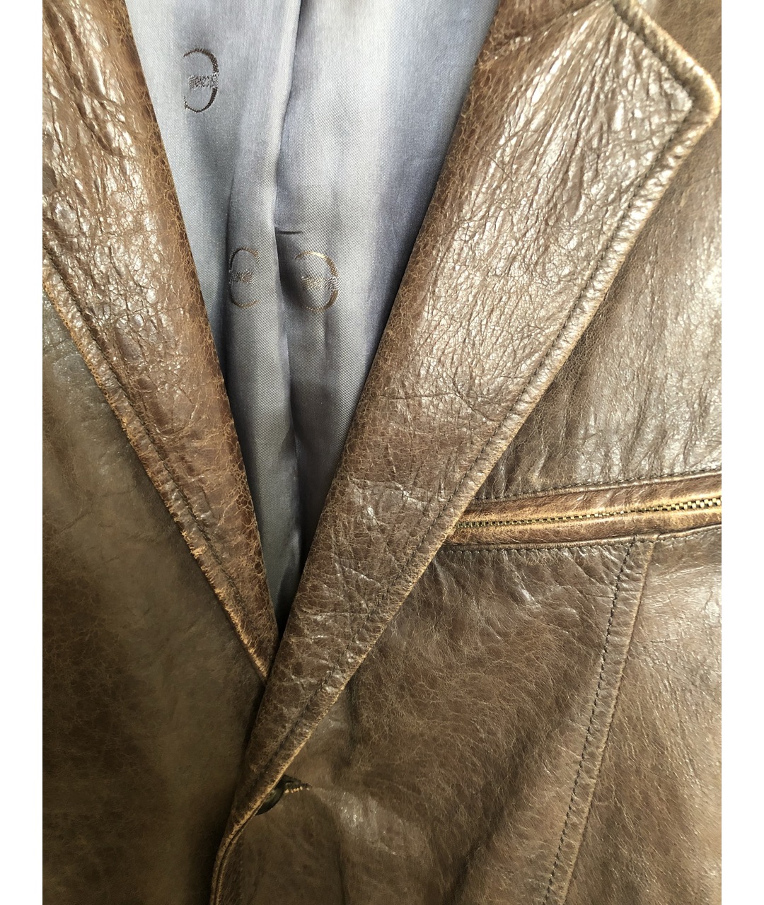 JUST CAVALLI Коричневый кожаный пиджак, фото 4