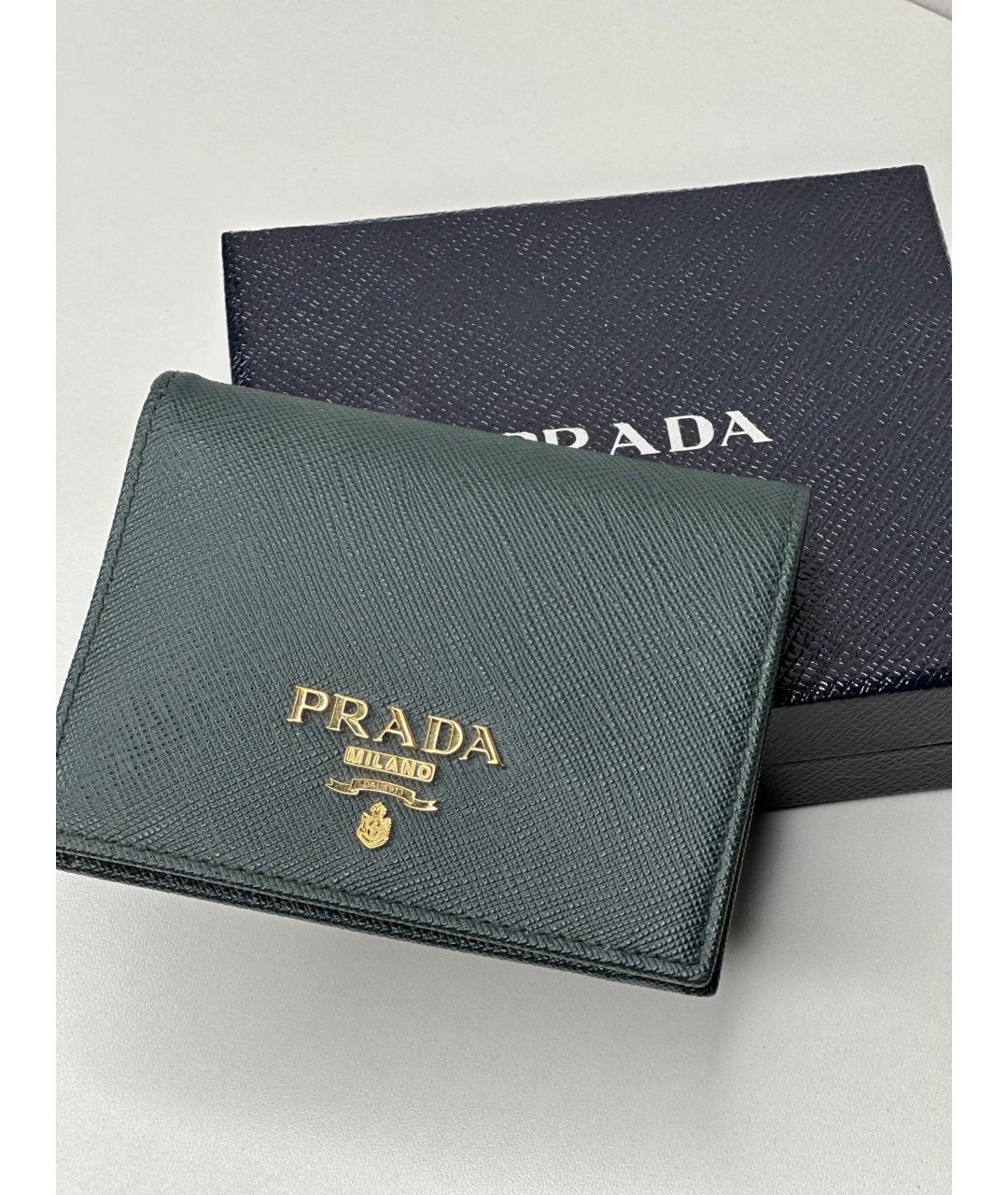PRADA Зеленый кожаный кошелек, фото 3