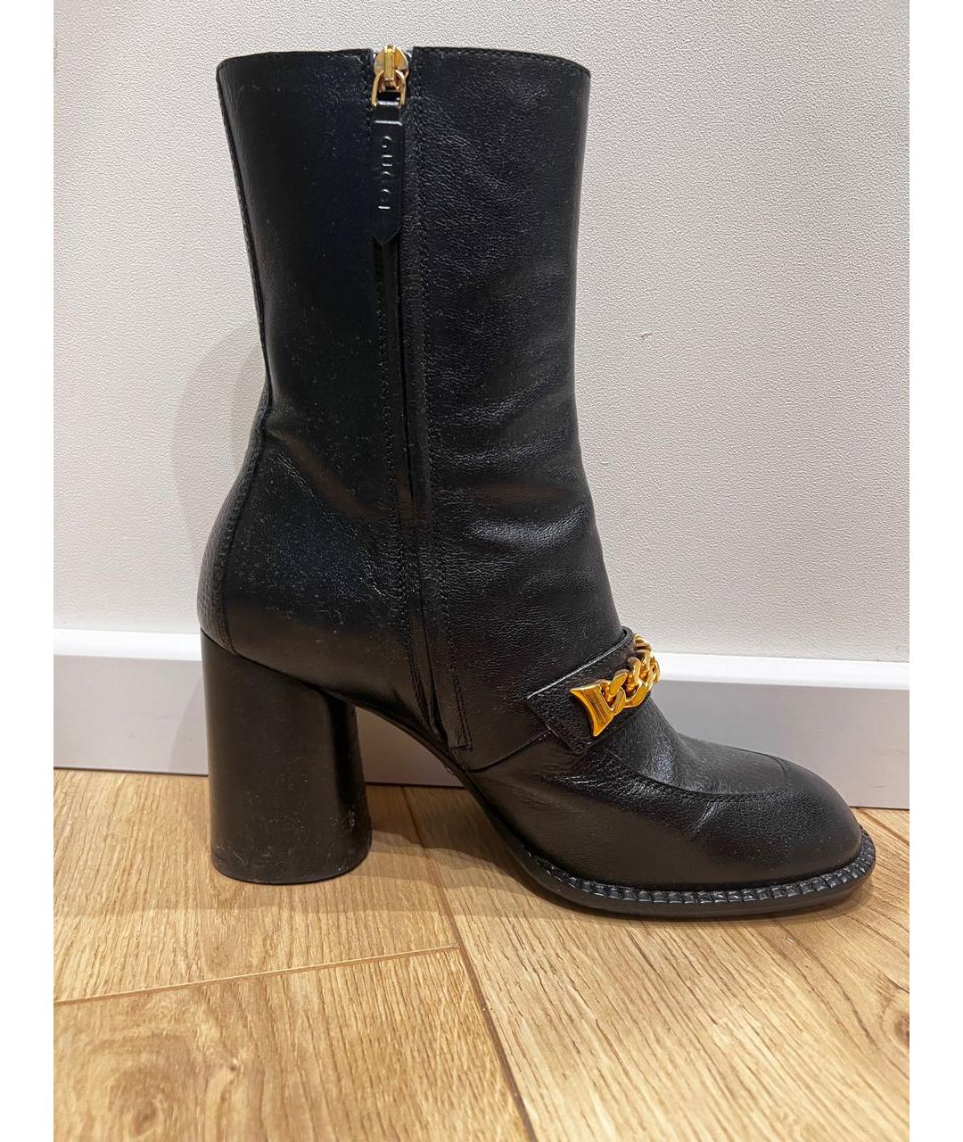 GUCCI Черные кожаные ботинки, фото 5