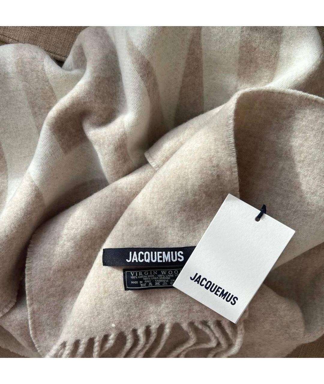 JACQUEMUS Бежевый шерстяной шарф, фото 4
