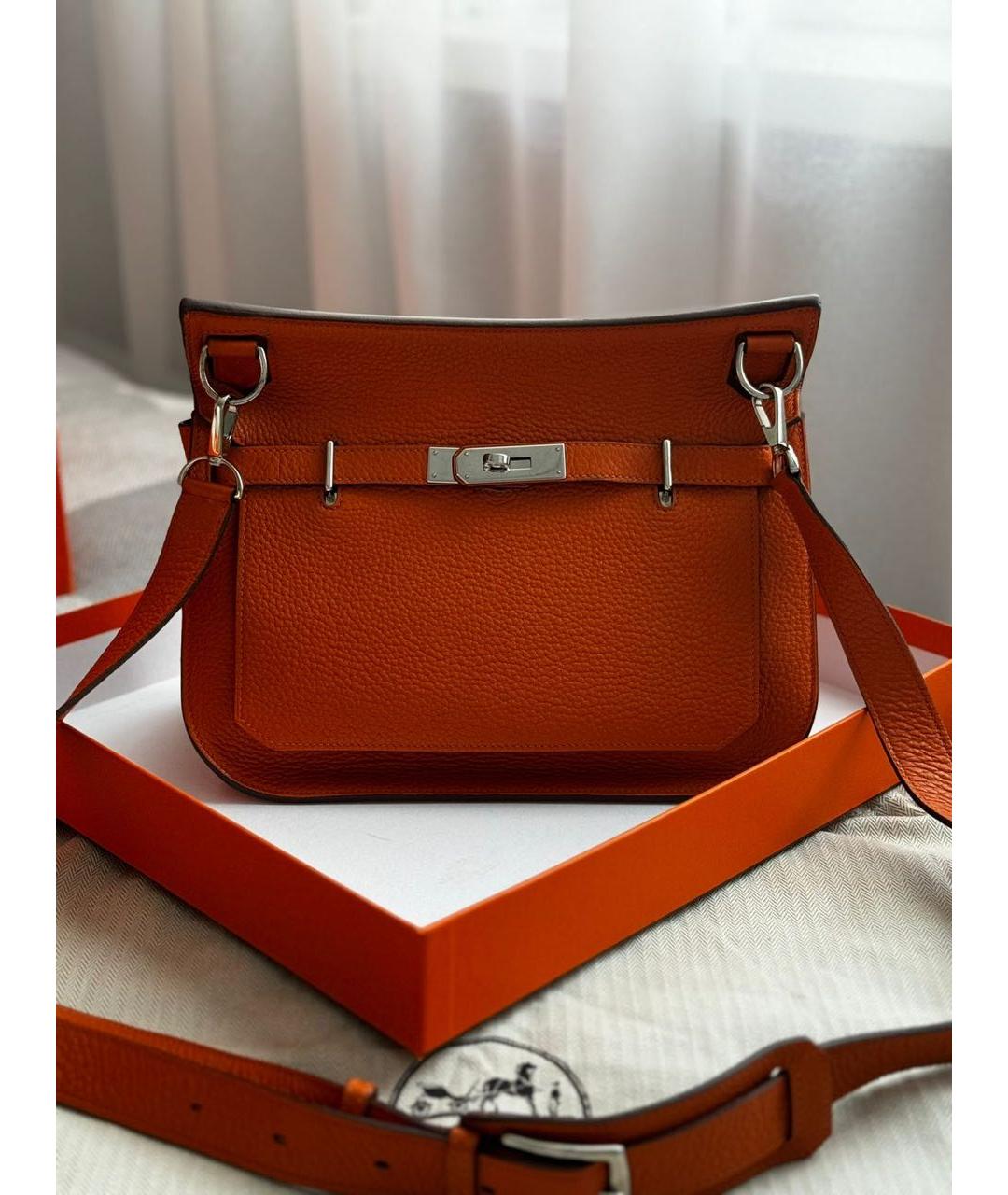 HERMES Оранжевая кожаная сумка через плечо, фото 7