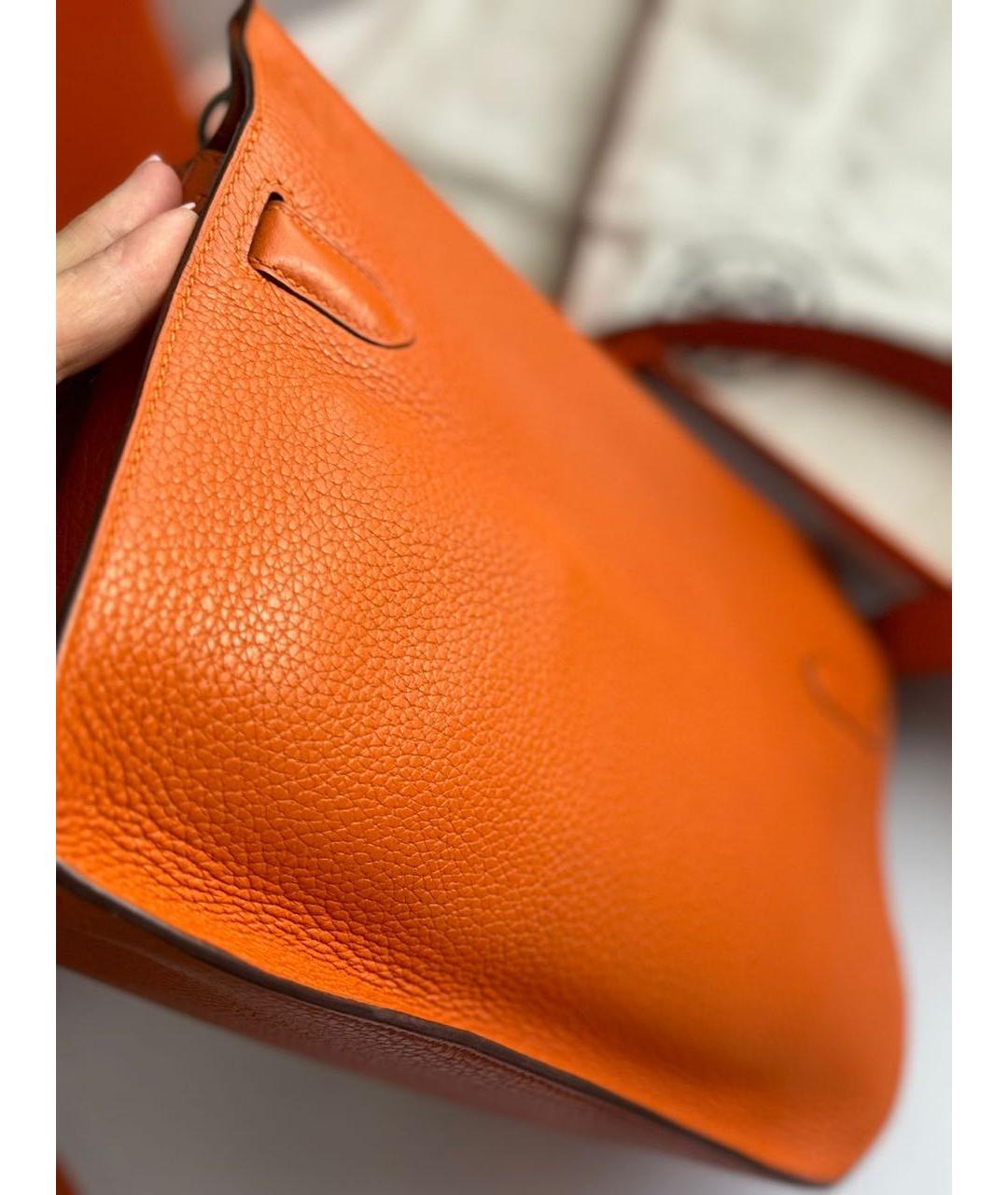 HERMES Оранжевая кожаная сумка через плечо, фото 3