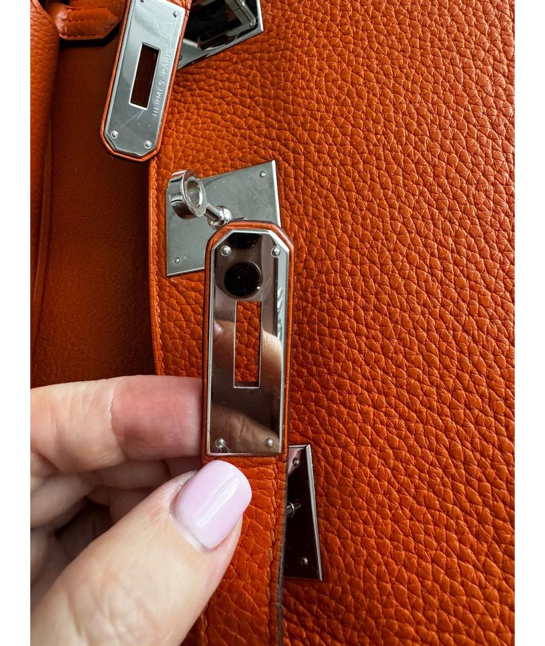 HERMES Оранжевая кожаная сумка через плечо, фото 6