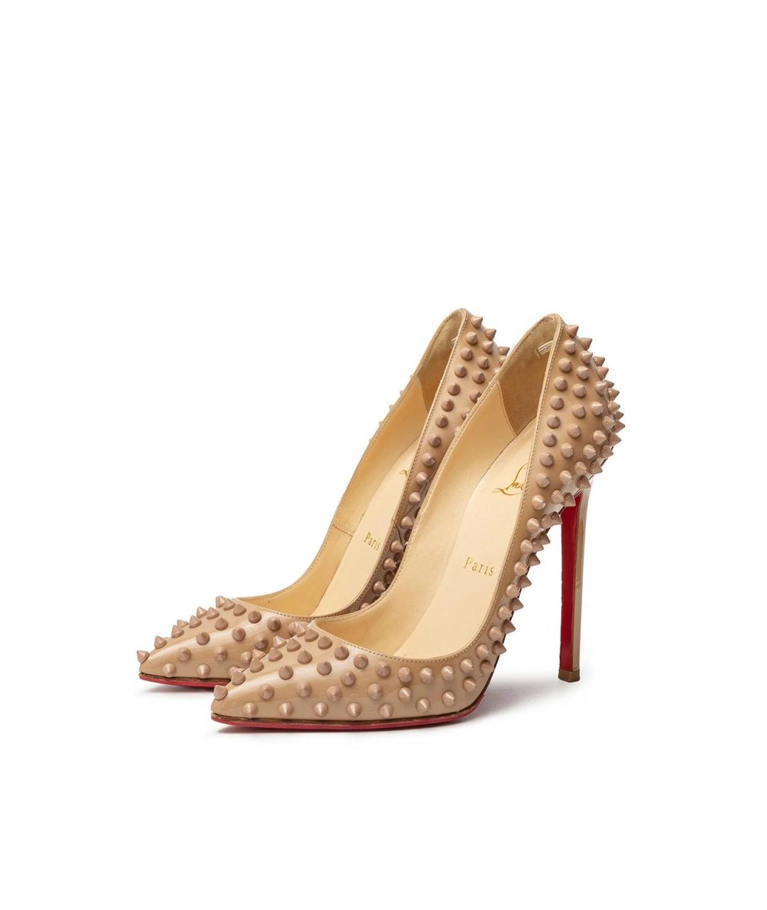 CHRISTIAN LOUBOUTIN Бежевые кожаные туфли, фото 5