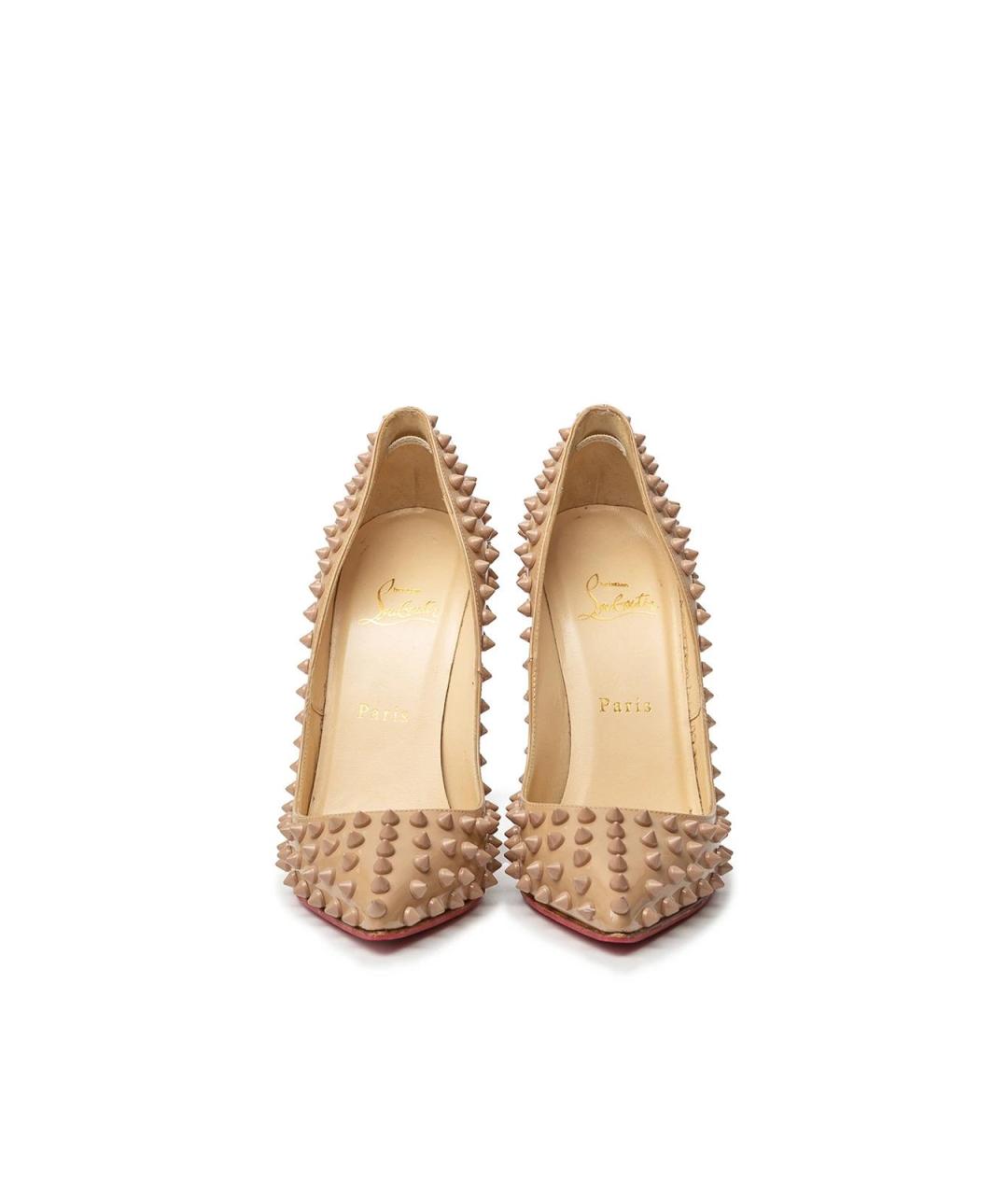 CHRISTIAN LOUBOUTIN Бежевые кожаные туфли, фото 4