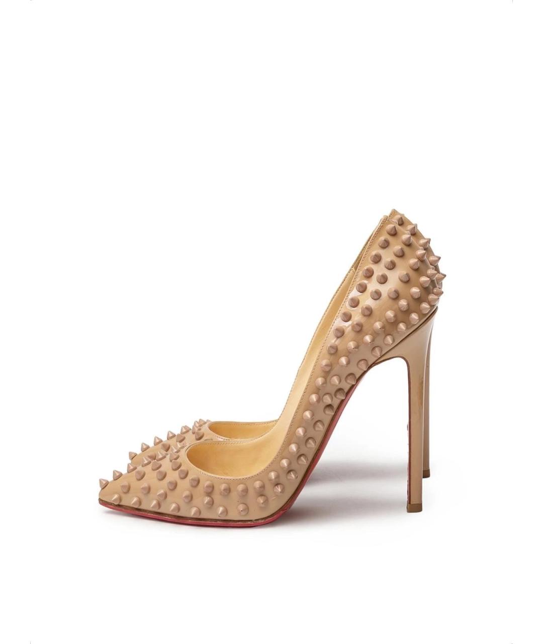 CHRISTIAN LOUBOUTIN Бежевые кожаные туфли, фото 2