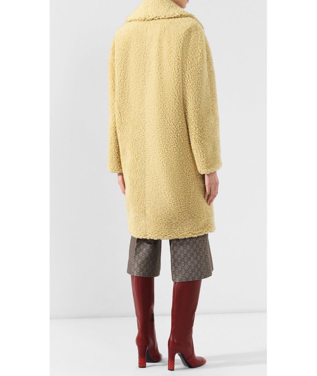 BURBERRY Желтое шерстяное пальто, фото 3
