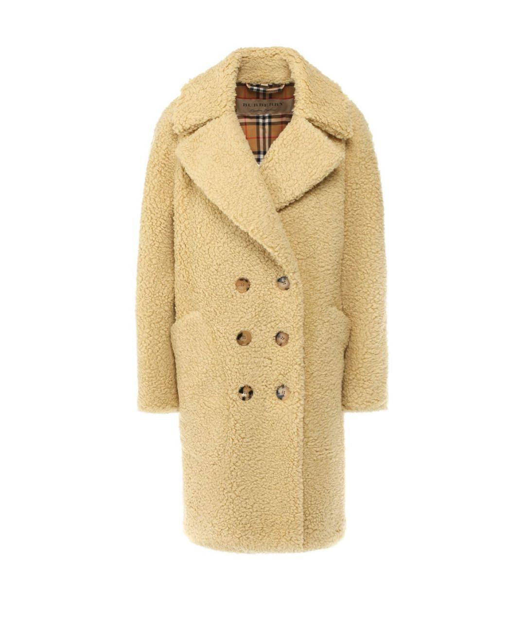 BURBERRY Желтое шерстяное пальто, фото 6