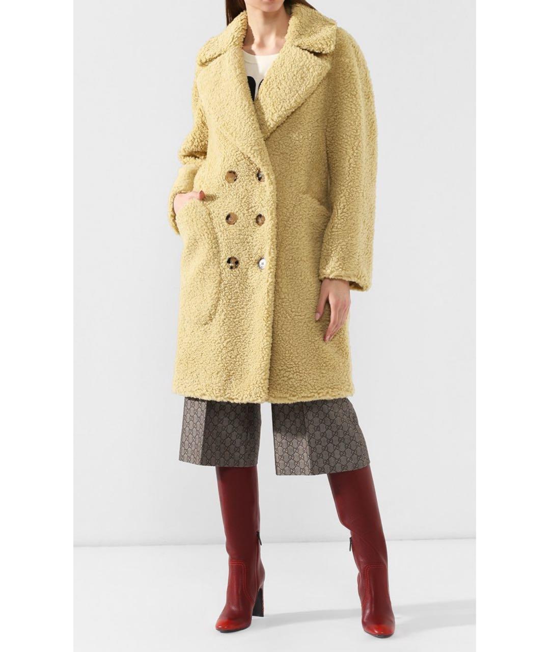 BURBERRY Желтое шерстяное пальто, фото 2
