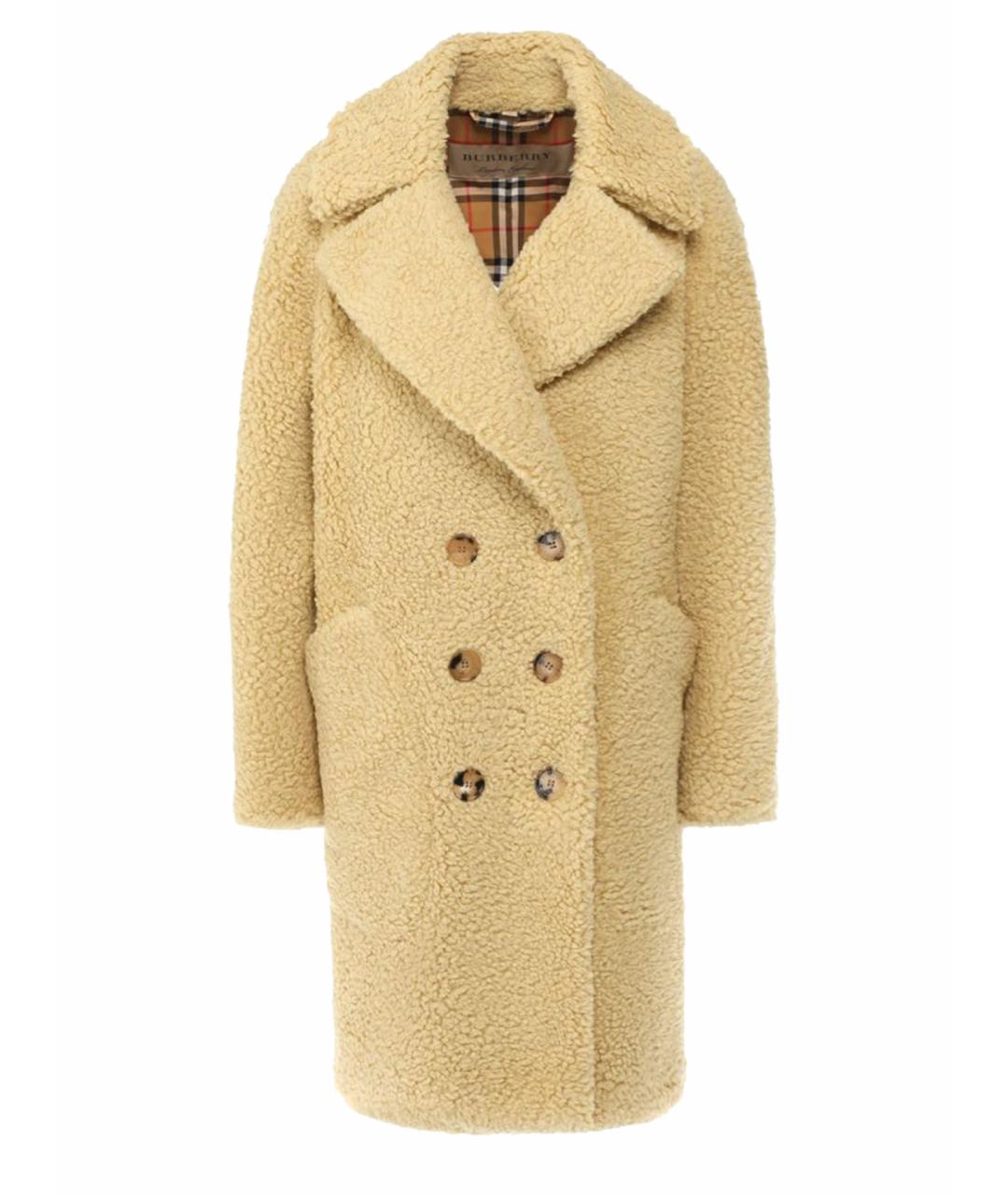 BURBERRY Желтое шерстяное пальто, фото 1