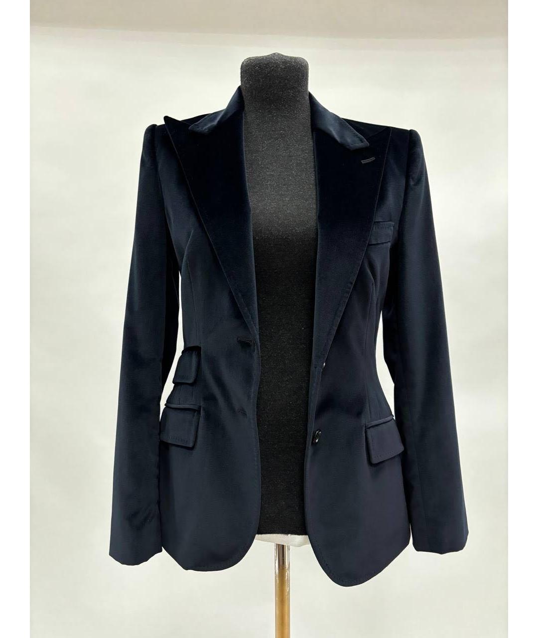 DOLCE&GABBANA Темно-синий бархатный жакет/пиджак, фото 7