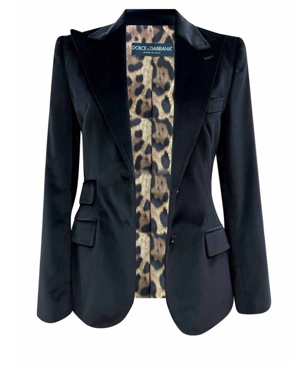 DOLCE&GABBANA Темно-синий бархатный жакет/пиджак, фото 1