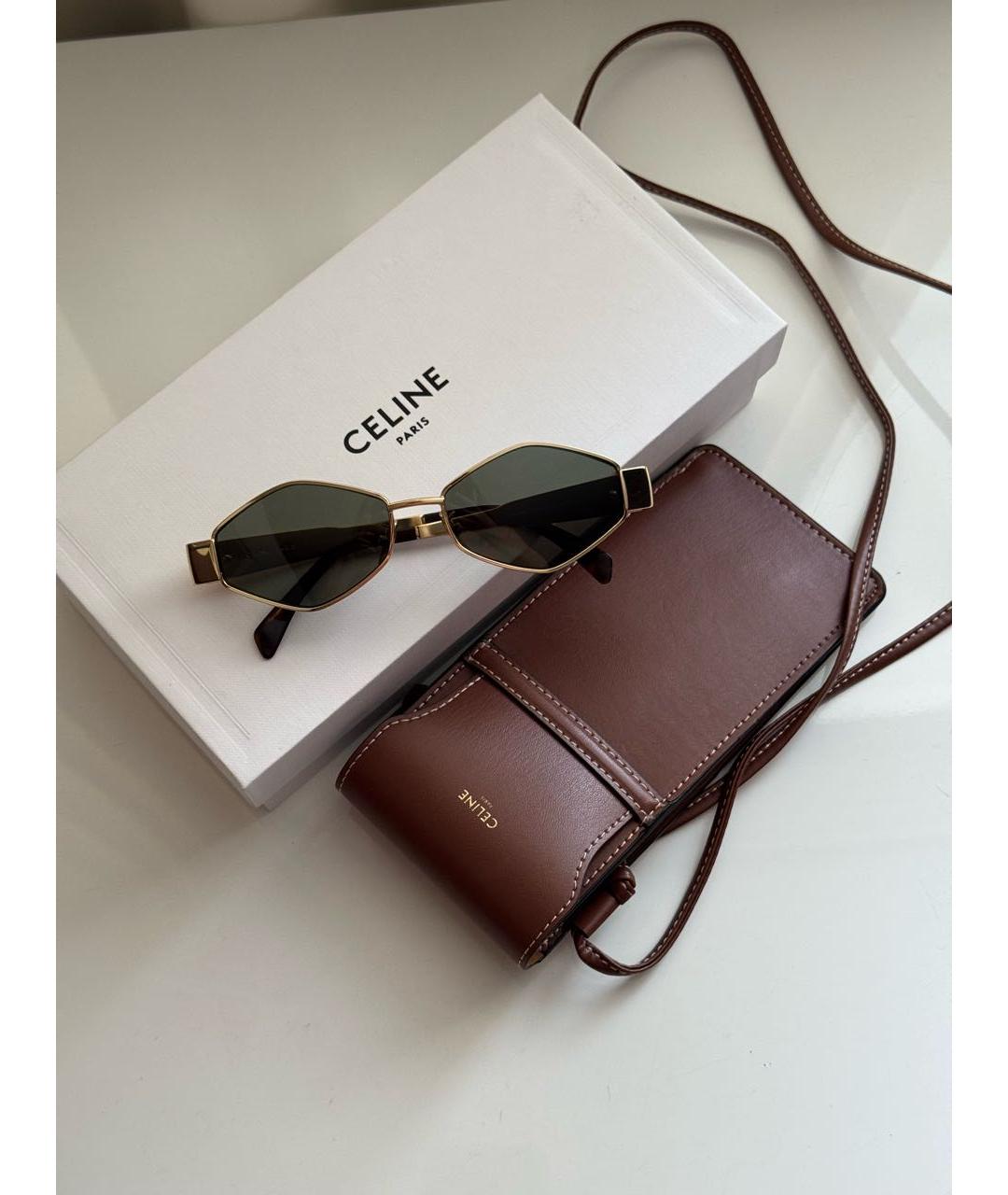 CELINE Золотые металлические солнцезащитные очки, фото 4