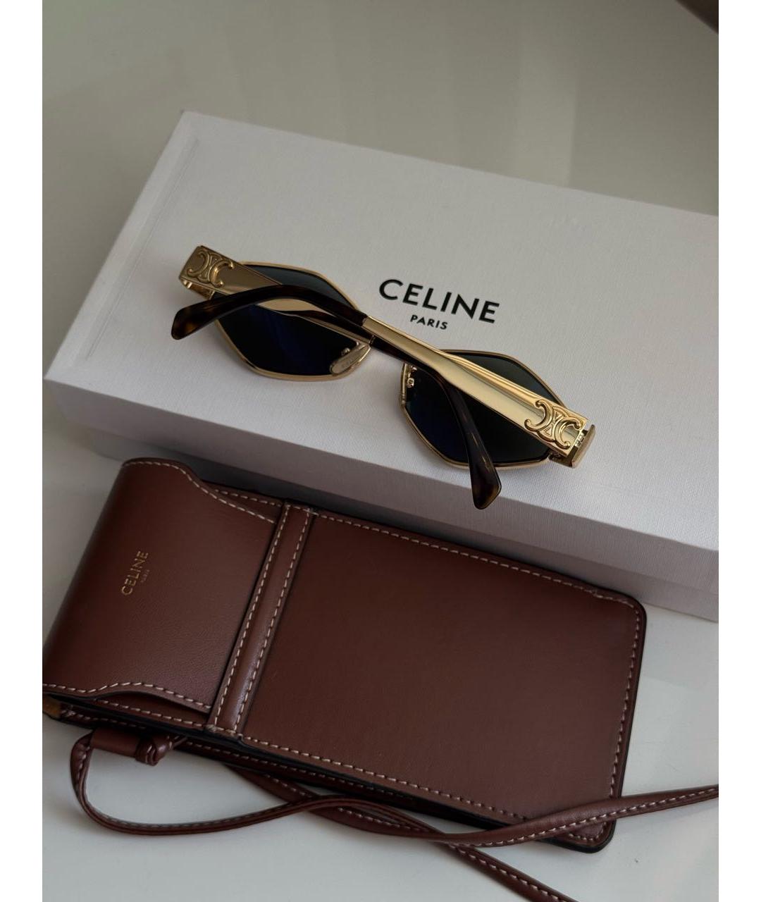 CELINE Золотые металлические солнцезащитные очки, фото 2