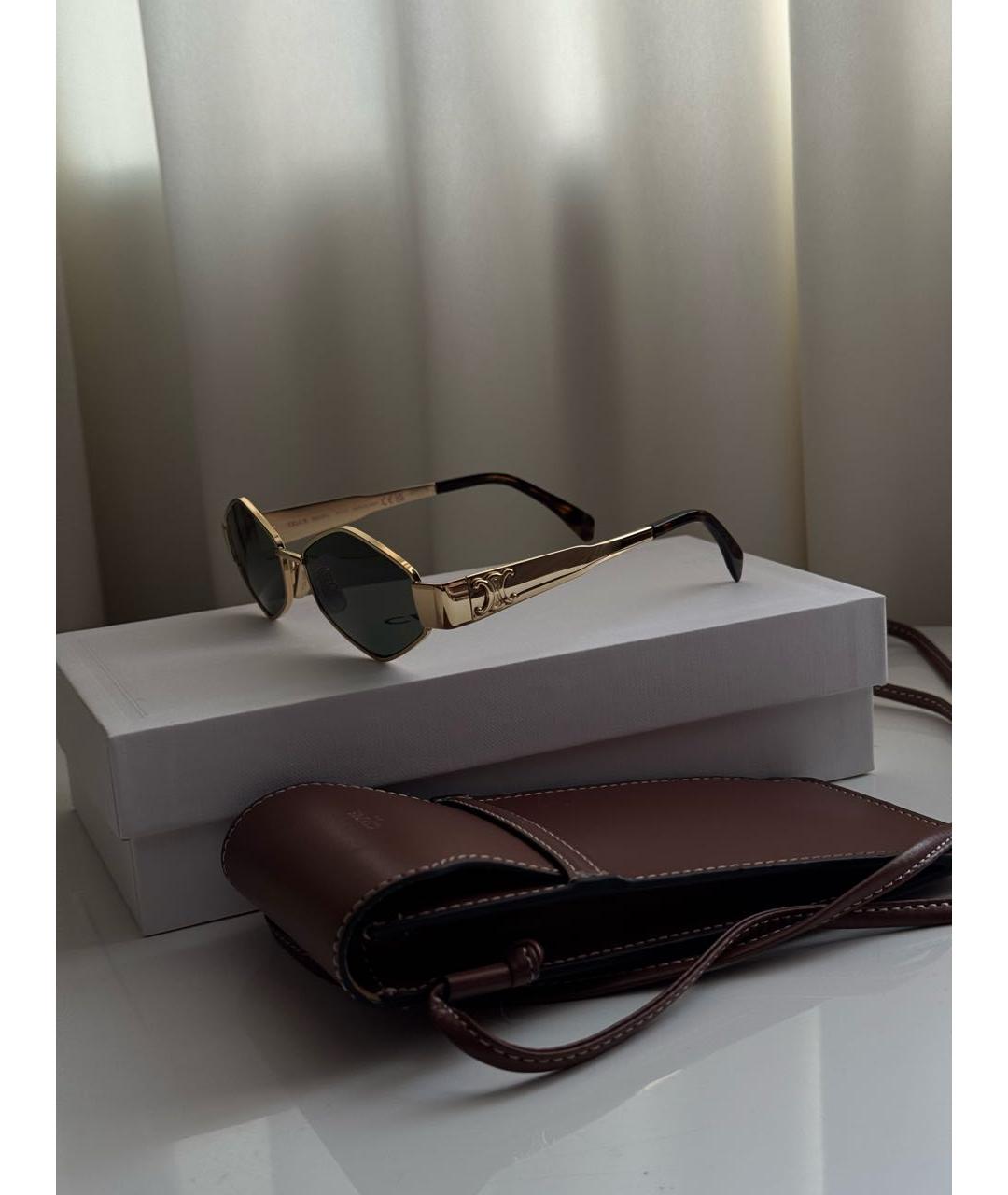 CELINE Золотые металлические солнцезащитные очки, фото 3