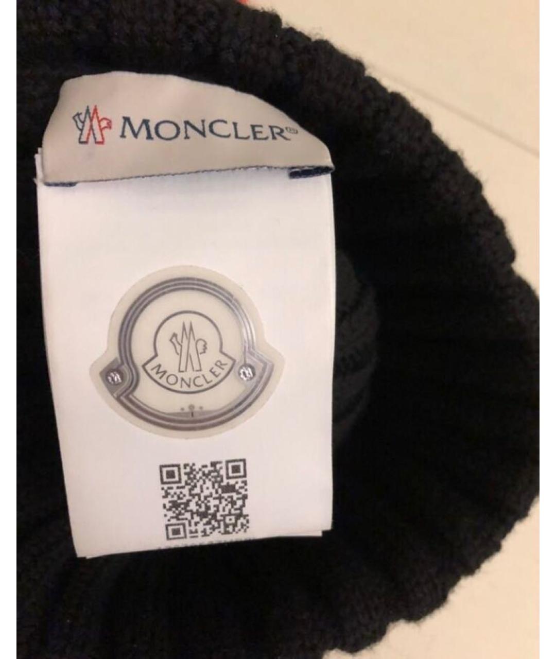 MONCLER Черная шерстяная шапка, фото 3