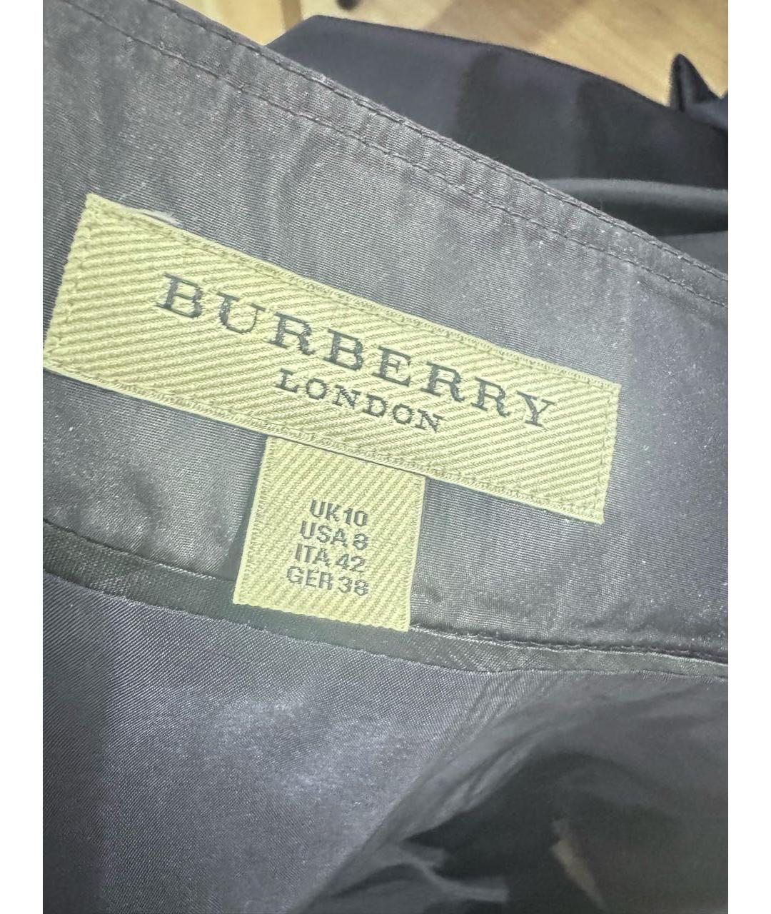 BURBERRY Темно-синяя полиэстеровая юбка миди, фото 7