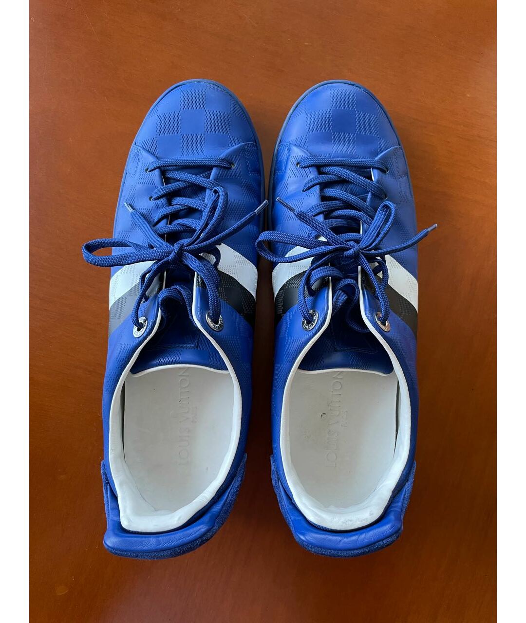 LOUIS VUITTON PRE-OWNED Синие кожаные низкие кроссовки / кеды, фото 3