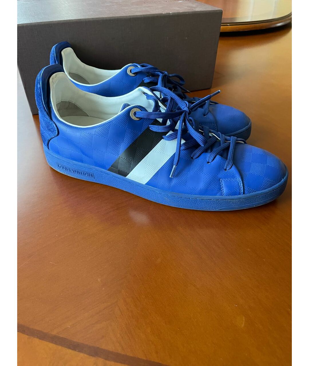 LOUIS VUITTON PRE-OWNED Синие кожаные низкие кроссовки / кеды, фото 7