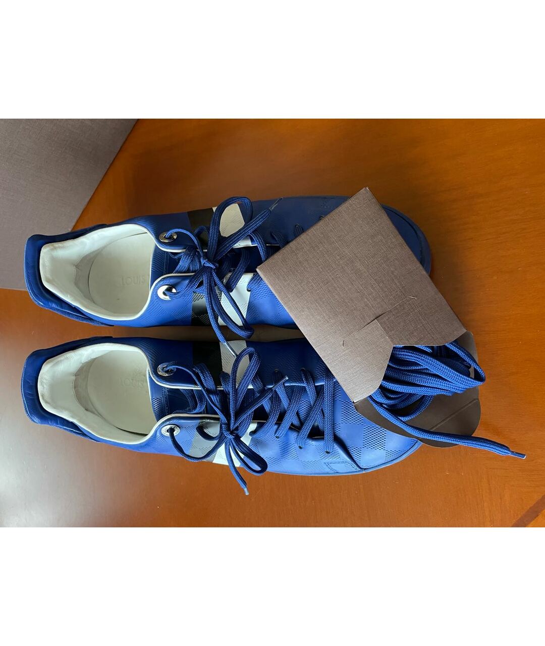 LOUIS VUITTON PRE-OWNED Синие кожаные низкие кроссовки / кеды, фото 6