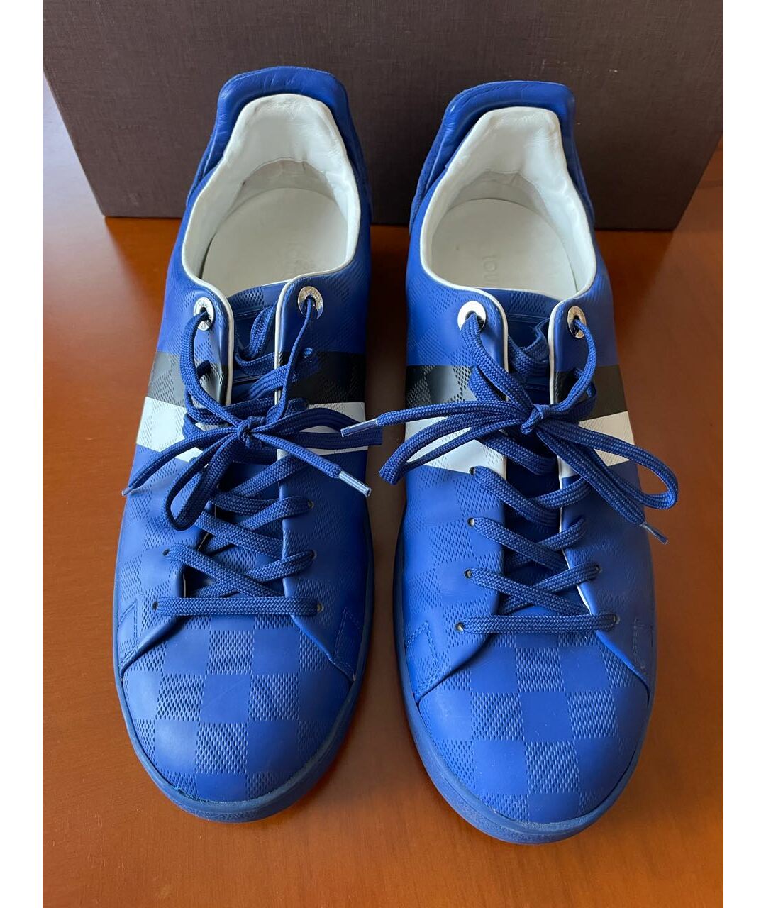 LOUIS VUITTON PRE-OWNED Синие кожаные низкие кроссовки / кеды, фото 2