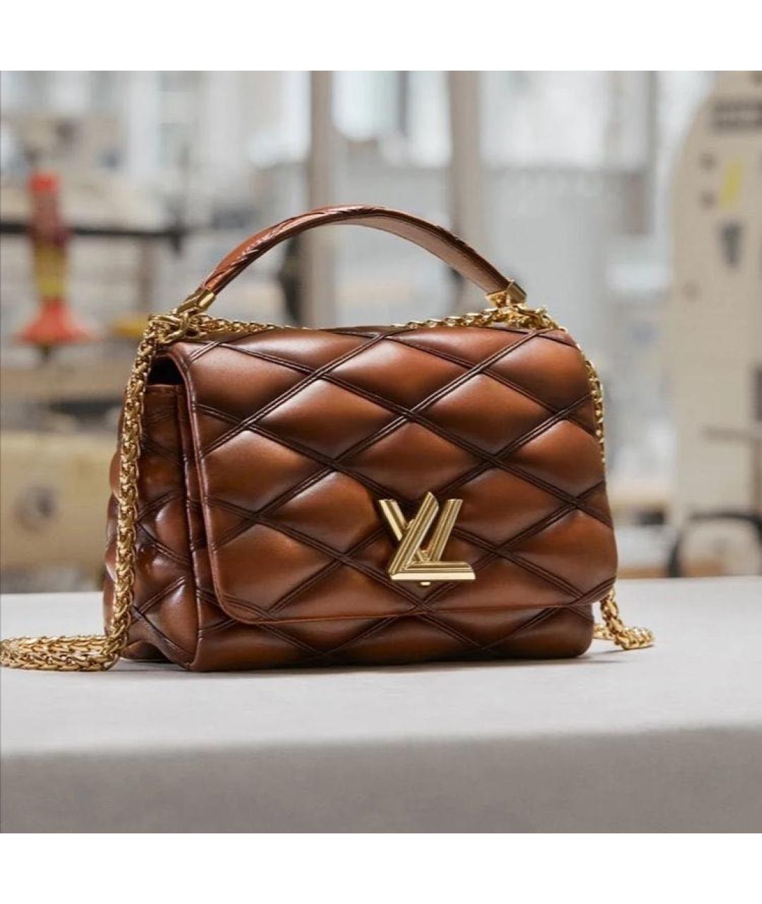 LOUIS VUITTON Коричневая кожаная сумка через плечо, фото 5