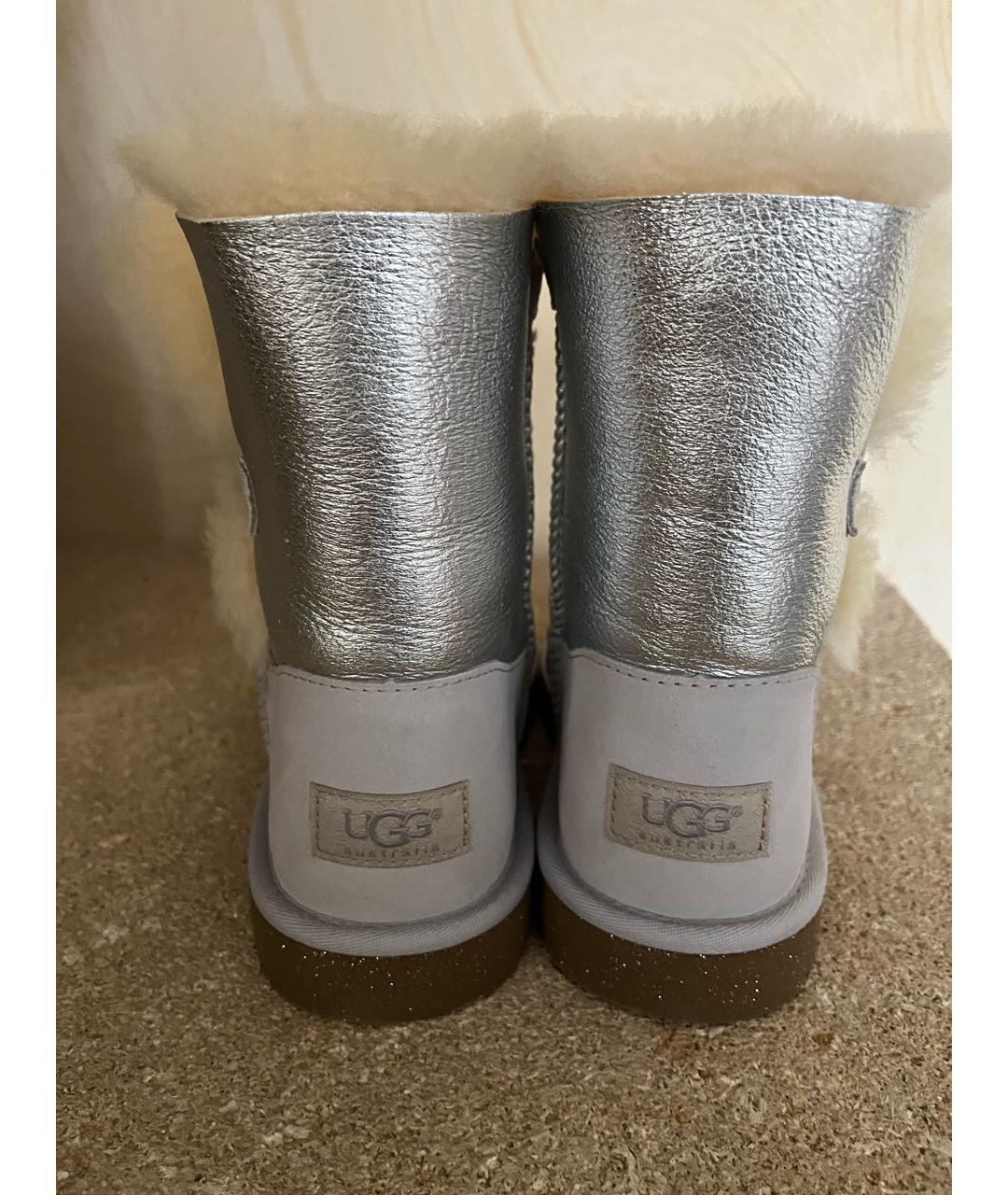 UGG AUSTRALIA Серебряные кожаные ботинки, фото 4