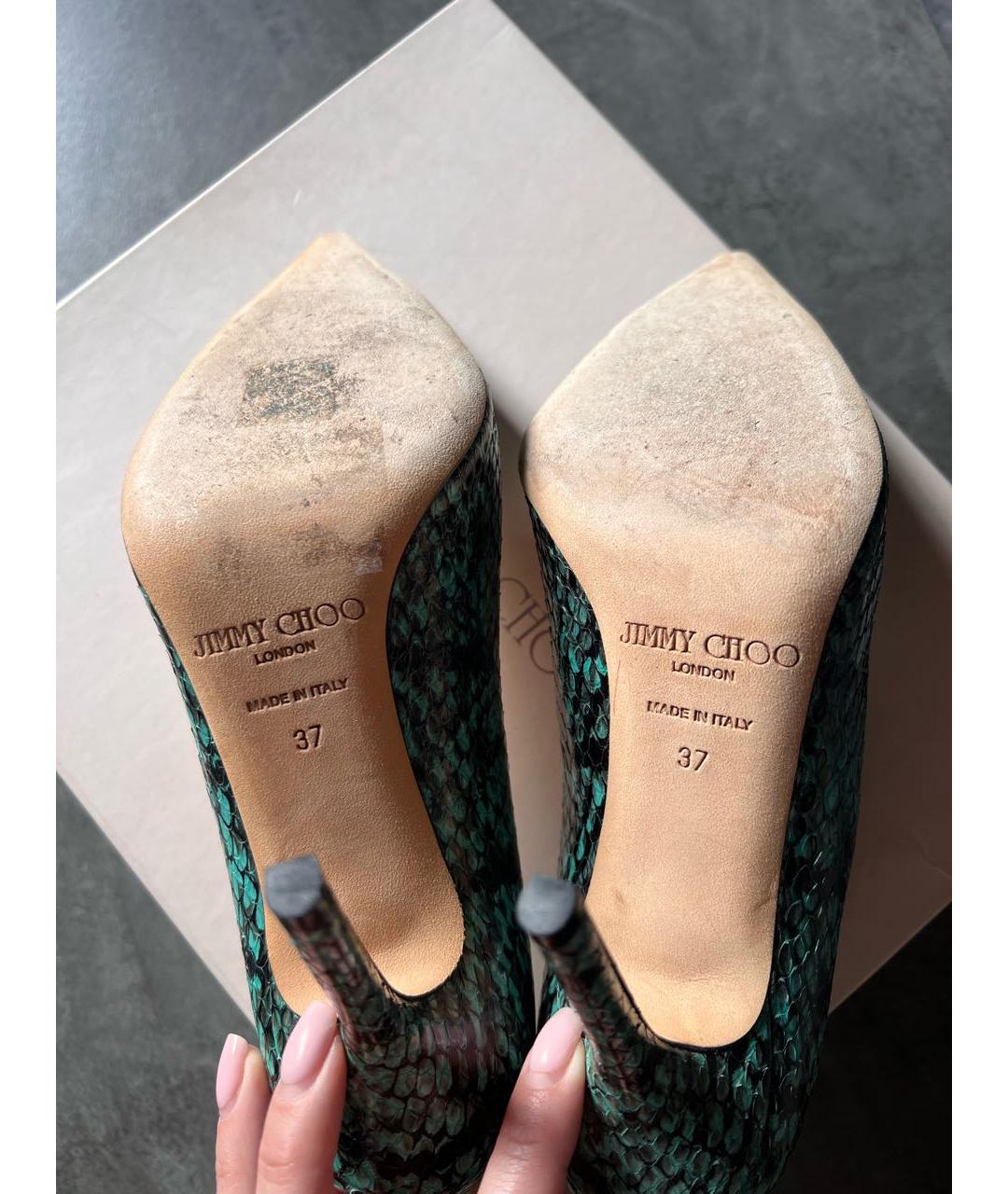 JIMMY CHOO Зеленые кожаные туфли, фото 5